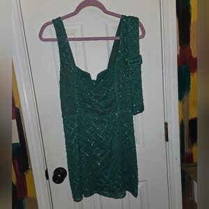 Show Me Your Mumu Green Beaded Mini Dress With Belt Size Medium